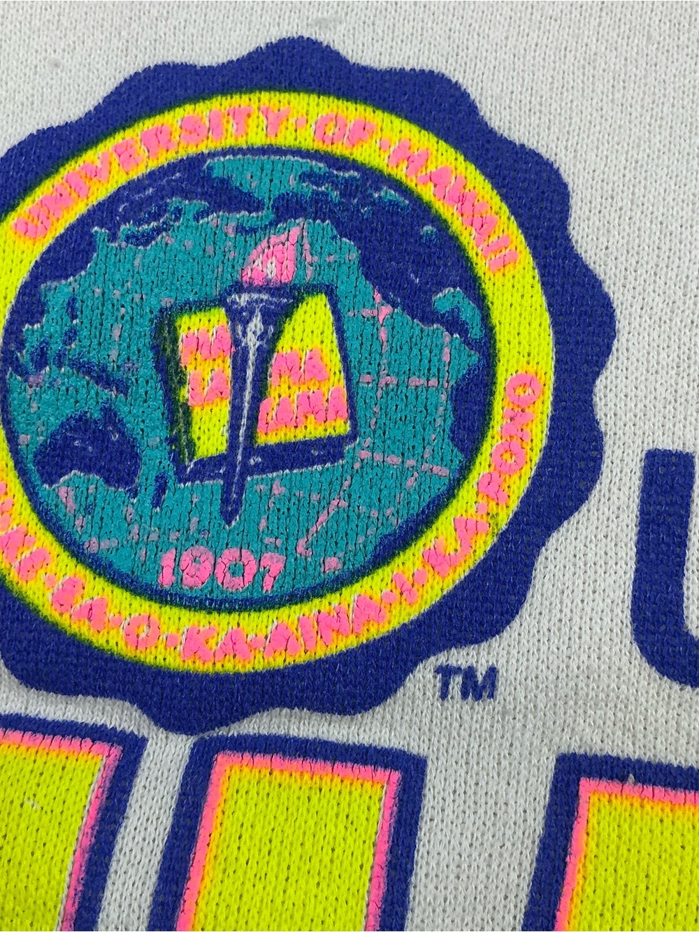 Vintage 90s University of Hawaii crewneck sweatshirt made in the USA XL - Picture 4 of 9